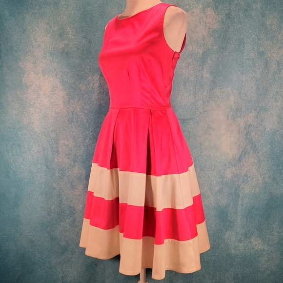 💜Cute Kate Spade Dress w/ Low Back and Broad Pink/White Striped Skirt. - Picture 3 of 8